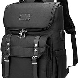 Contacts Unisex Vintage Travel Laptop Backpack with usb Charging Port Fits Upto 15.6 Inch Laptop - Black……-17