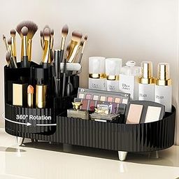 Sunox 360° Rotating Makeup Organizer Cosmetic Make Up Organizer Large Capacity Makeup Brush Holder with Storage Stand Makeup Brush Display Stand for Dressing Table, Bedroom, Bathroom (Multicolor)-image-17