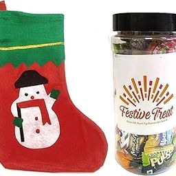 Christmas Gifts for Kids - 1 Theme Stocking with Festive Candy Jar for Xmas to Hang as Goodie Bag with Candies-image-94