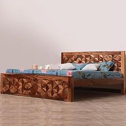 The Lovely Creation Solid Wood King Size Without Storage Bed with Natural Honey Oak Colour,12-Month Warranty - 83.1" x 74" x 40" (Natural)-image-32