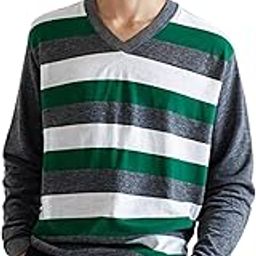 Jhakaas Striped V-Neck Sweater/Green,White,Grey,Sweat Shirt Men/Women for Winter Long Sleeve Casual Pullover/M/L/XL Size/Cotton Blend Fabric for Unisex Adult-image-95