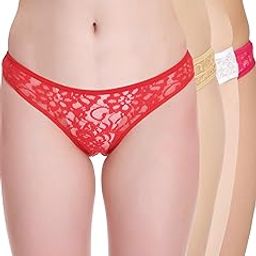 Women's Mid-Rise Net Self Design Panties Bikini Briefs Set (Pack of 4)-picture-12
