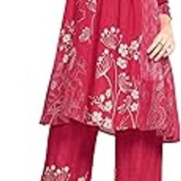 Placement Print Viscose Pleated Tunic with Pants Co-Ord Set for Women's|Square Neck Half Sleeves Relax Fit Stylish Summer Western Casual Wear Ladies Trendy Cord Set-picture-4