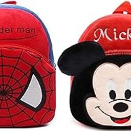 Kids School Bag Spider & Micky Travelling Bag Soft Plush Backpack School Bag for Kids- 2 to 5 Age - Pack of 2-image-51