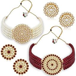 Amazing Gold Plated Combo Choker Necklace Set for Women (CBNS104222)-image-23