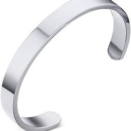 Stainless Steel Plain Polished Finish Cuff Bangle Bracelets for Men Women, 8mm,Gold Plated/Black/-image-29