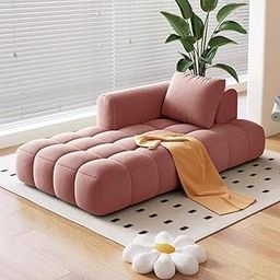 THE CRAFTED STORE - Modern Tufted Chaise Lounge, Upholstered Sofa for Living Room, Bedroom, Guestroom, Hallways (Pink)-image-54