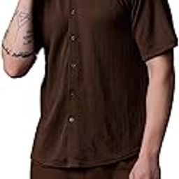 Men's Pajamas Set Casual Short Sleeve Shirts and Shorts Soft 2 Piece Loungewear with Pockets Vacartion Wear and Beach Wear Set-picture-15
