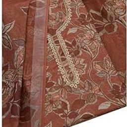 Womens Linen Floral Unstitch Dress Material With Beads And Stones-image-76