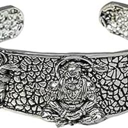 Fashion Men's Jewellery Rhodium Oxidised Finish Lord Hanuman Adjustable Religious Adjustable Kada For Boys and Men BR1000060RHD-image-93