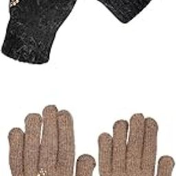Women's Winter Woollen Pack of 2 Pairs Gloves For Cold Weather (SGD-10271028) (Multicolor, Free Size)-image-97