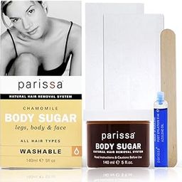 Parissa Chamomile Sugar Wax (Cold Wax), Waxing Kit for Hair Removal, 140ml (5 oz) Wax, Fabric strips, Spatulas & After-care Oil-picture-13