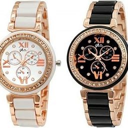Premium White Dial White Rose-Gold Colored Strap Analog Women's&Black Dial Black Rose-Gold Colored Strap Analogue Girl's Watches Single and Also Available in Combo-picture-38