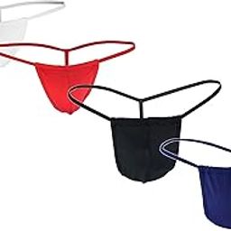 Men's Combo of Polyster Spandex Enhancing Y-Cut Back G-String Thong Sexy Underwear, One Size Fits S-M-L, White-Red-Black-Blue Color, 4 Pcs Combo-picture-22