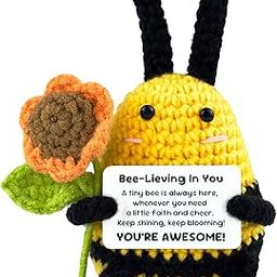 PATPAT® Inspirational Positive Crochet Bee, Small Handmade Emotional Support Crochet Gift for Women Men, Birthday Gifts for Friends Sister Teacher, Friendship Graduation Gift-image-48