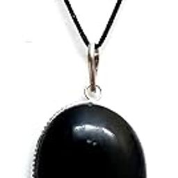 Black Tourmaline Oval Shaped Crystal Pendant for Men & Women-image-79