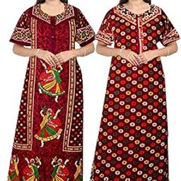 Women's Pure Cotton Nightwear Casual Nighty (Maxidress COMBO2210 XL) Maroon-image-5