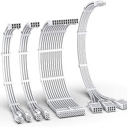 EZDIY-FAB PCIE 5.0 12VHPWR Sleeved Cable Kit, 16AWG Power Supply Cable Extension, PC PSU Sleeved Cable, 24PIN-ATX/(4+4) PIN-EPS/(12+4) PIN to 3X 8 PIN PCIE- RTX4080/4070Ti Extension Cable- Pure White-image-25
