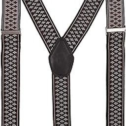 Squared Notch Black Coloured 3.5cm Strap Width Elastic Suspenders for Men-image-2