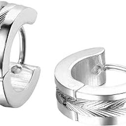 Western Style 316L Stainless Steel Hoop Stud Earrings for Men and Women-image-32