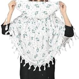 Veniza Women's Cotton Printed Different Designs Face Cover Stole Scarf with Tassels – Full Coverage Dupatta for Outdoor Protection-20