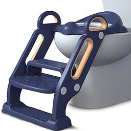 INFANTSO Premium Potty ladder/Step Stool Potty Training Seat with PQ Cushion And Easy Grip Handle, Potty Seat for Kids 2-5 years, Potty Seat With Ladder (Blue)-3