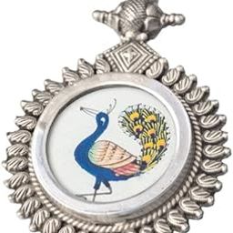 925 Sterling Silver Pendant, Moh Handpainted Peacock Pendant, Well Stamped with 92.5, Statement Piece, Handcrafted Indian Oxidized Silver Pendant, Women Accessories-image-13