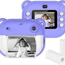 Instant Print Camera for Kids Digital Camera for Kids with Print Paper Photo Printer Camera for Kids 50M Pixel 2.4" Screen MP3 Player Video Recording 32GB Card Supported (Style Girls Purple)-image-52