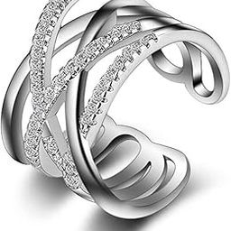 Valentine Gift for Girlfriend Latest Stylish Platinum Plated Adjustable Solitaire Ring for Women and Girls (r10953r)-image-20