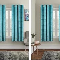 Amazon Brand - Solimo Polyester Velvet Foil Window Curtains (Pack of 4, 5 Feet, Blue)-14