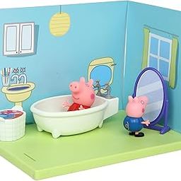 PEPPA PIG and George's Bathroom Themed Preschool Toyset, Includes 2 Poseable Figures, Bathtime Accessories and Scene Cards, Toy for Girls and Boys Ages 3+-34