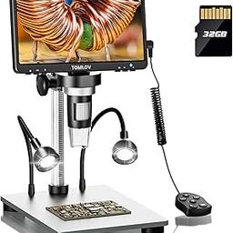 Microware 7" LCD Digital Microscope 1200X Magnification, 1080P Video Microscope with Metal Stand, 12MP Ultra-Precise Focusing, PC View, Windows/Mac OS Compatible, 8 Adjustable Lights-13