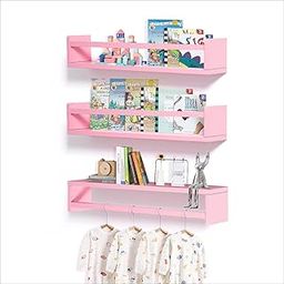 Engineered Wood Floating Bookshelf 24 Inches Set of 3, Wall Mounted Nursery Book Shelves, Kids Room, Kitchen Spice Rack, Book Shelf, Pink-picture-16