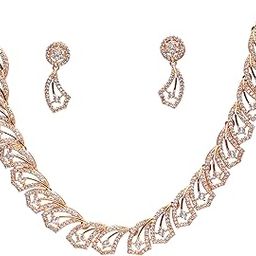 Gold Plated Necklace Jewelry Set with Earrings for Women & Girls - Traditional Design, Lightweight & Comfortable-SL-122-image-31