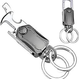 Multifunction Keychain for Men Dual Ring Metal Car Key Chain with Cutter Bottle Opener Mobile Phone Holder Fingertip Gyro Outdoor Carabiner-11