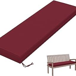 Tounosnt Outdoor Bench Cushion 60 X 18 X 3.5 Inch Thick Waterproof Patio Furniture Cushions, Patio Porch Swing Replacement Seat Pad with Tie Straps and Anti-Slip, for Backyard Garden, Burgundy-image-100