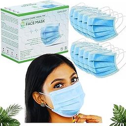 GREEN CARE HEALTH Disposable Face Mask With FREE REUSABLE TRAVEL POUCH, Soft cotton Nose Clip for Unisex, Blue colour, Medical, surgical, covid mask-21
