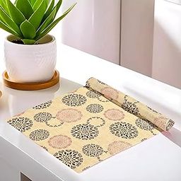 Kuber Industries Polyvinyl Chloride Rangoli Printed PVC Anti Slip Skid Shelf Mat|5 Mtr Roll & Easy to Cut|Water Proof Dustproof||Size 500 X 45 Cm (Sand), Standard-13