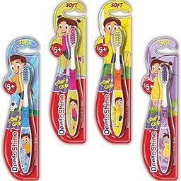 DentoShine COMFY Grip Toothbrush for Kids Ages 5 Plus (Orange, Blue, Pink, Purple, Pack of 4 designs)-picture-25