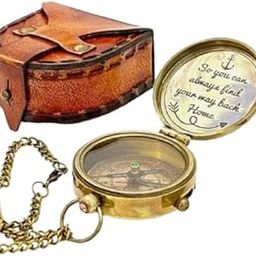 Brass Compass - So You can Always find Your Way Back Home - Engraved Compass with Leather Case, Best Compass for Hiking & Travelling, Best Gift for Festivals-15