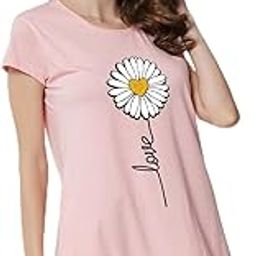Women’s Cotton Nighty | Printed Knee Length Nighty | Short Sleeve Nighty | Short Nightdress | Long T-Shirt | Regular Fit Night Gown | Nightwear | Sleepwear & Casual Wear Nighty-image-39