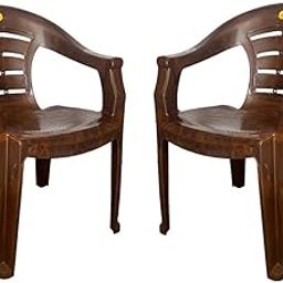 ANMOL Gloosy Luxury Plastic Arm Chair for Home, Office, Living Room/Matte Finish Plastic Outdoor Chair/Patio Chairs for Balcony | Suitable for Indoor & Outdoor (Brown, Set of 2 Chair)-image-72
