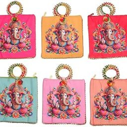 Sainik's Ganeshji Print Wedding Return Gift for Women Wholesale Bridal Traveling potli Bag with Zipper for Ladies Baby Shower Shagun Purse Gifting Haldi Mehandi for Girl (25CMX23CM)-image-39