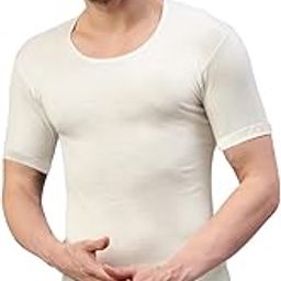Men's 100% Australian Wool Cream Half Sleeves Round Neck Thermal Top | Lightweight, Soft, Cozy and Breathable | Thermal Top for Men-picture-26