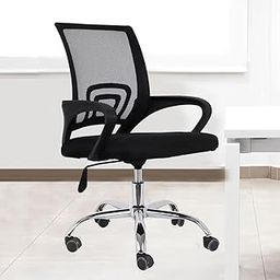 Casa Copenhagen Mesh Mid Back Office/Study/Computer/Revolving/Desk Chair for Work from Home -Metal Base, Height Adjustable Seat - Sable Black & Black Handle-2