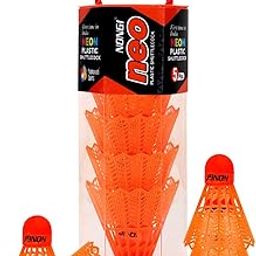 Neo Colored Cork Plastic Badminton Shuttlecocks for Indoor Outdoor Badminton Sports - Color Orange - Speed Medium - Pack of 5 Shuttle-image-98