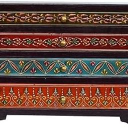 NAVKAR HANDICRAFT Hand-Painted Wooden Chest with 4 Drawers – Decorative Jewellery & Storage Organizer (8x5x11 Inches, Multicolor)-image-49