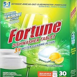 FORTUNE Dishwasher Tablets, 5 in 1 Action, Fresh Scent, 30 Count & Fortune Multi Use Descaler (2 Units x 100 gm)-image-11