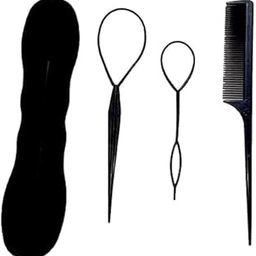 Cart Log Hair Styling Tools Bun Maker- Ponytail Maker Hair Accessories For Women Combo Of 4(Black)-19
