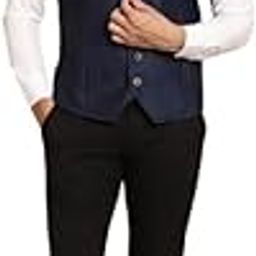 Men's Blue Merino Textured Sleeveless Self-Design Waistcoat_WC-DBY058-BLB-picture-31